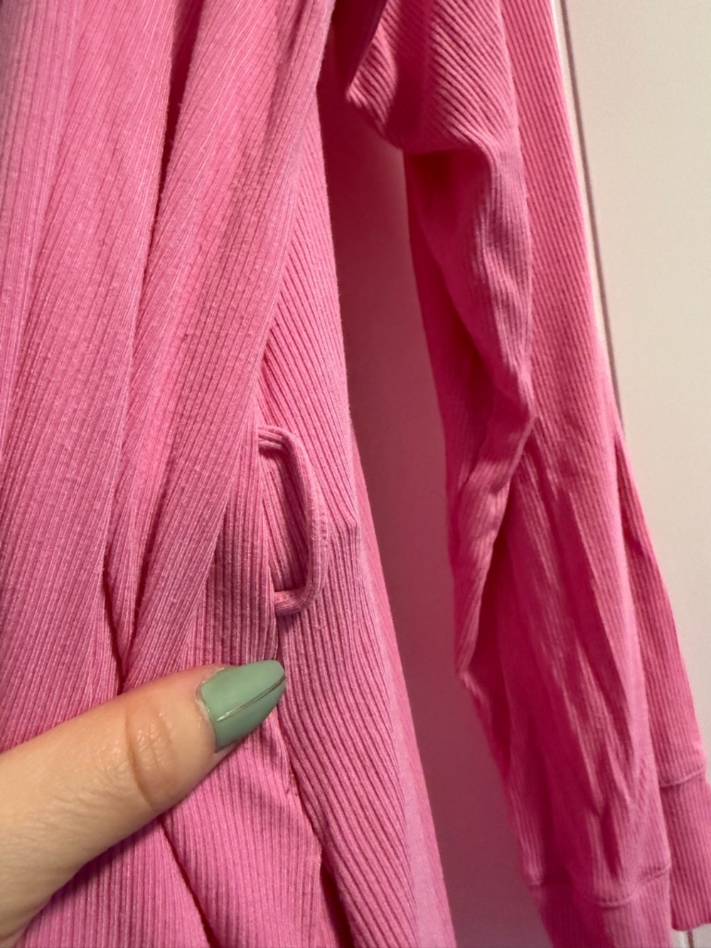SKIMS XL soft lounge ribbed belted robe bubble gum pink pockets cozy loungewear - Picture 7 of 8